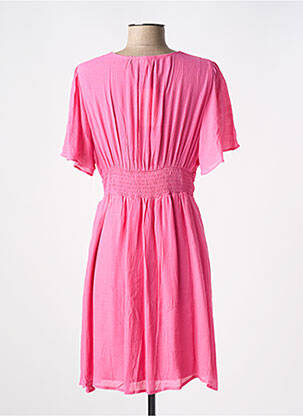 Robe mi-longue manches courtes manches courtes rose LILI & LALA femme