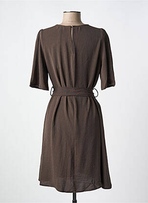 Robe mi-longue manches courtes manches courtes marron GRACE & MILA femme