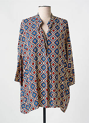 Blouse imprimé fantaisie manches 3/4 bleu PAKO LITTO femme