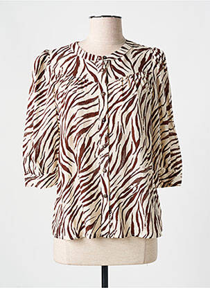 Chemisier coupe cintrée manches 3/4 beige GRACE & MILA femme