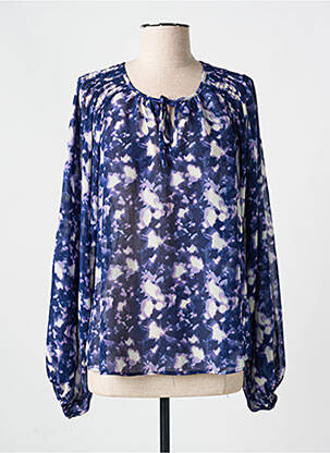 Blouse légère et transparente manches longues bleu GRACE & MILA femme