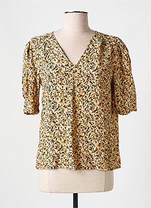 Blouse tissage popeline manches 3/4 beige GRACE & MILA femme