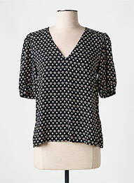 Blouse imprimé fleurs manches courtes noir GRACE & MILA femme
