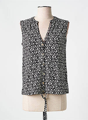Chemisier tissage crêpe sans manche noir WHITE STUFF femme
