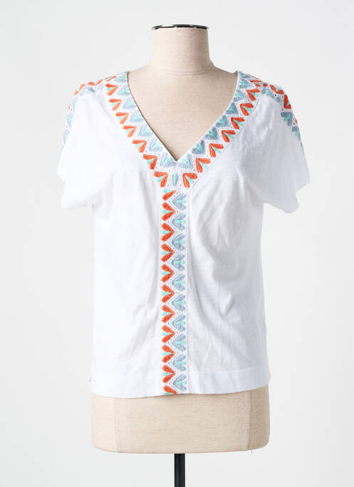 T-shirt col v manches courtes blanc WHITE STUFF femme