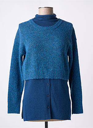 Pull coupe cintrée manches longues bleu CPC femme