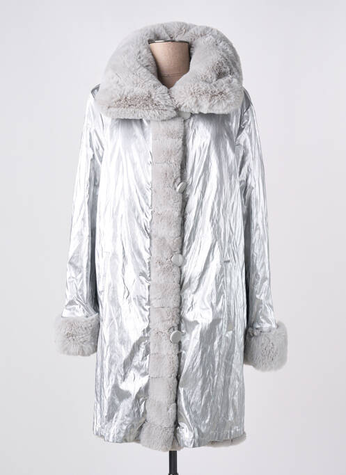 Manteau long argent JOSEPH RIBKOFF pour femme