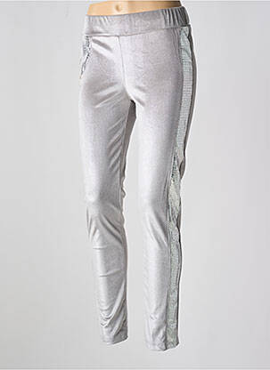 Legging effet matière satinée taille haute argent ELLY ITALIA femme