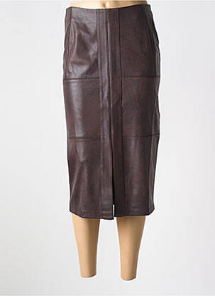 Jupe mi-longue taille à pinces marron EVA KAYAN femme