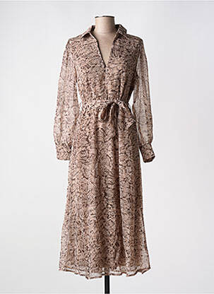 Robe longue manches longues manches longues marron GRACE & MILA femme