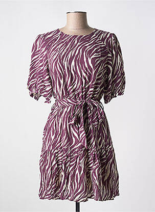 Robe courte manches courtes manches courtes violet GRACE & MILA femme