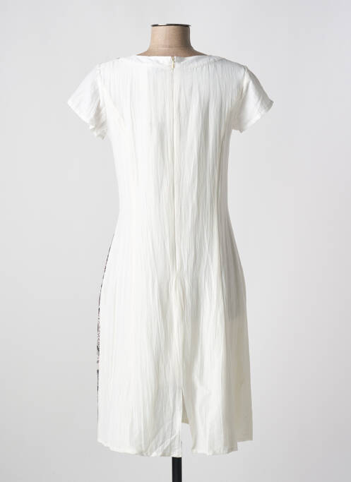 Robe mi-longue imprimé fantaisie manches courtes beige QUATTRO femme