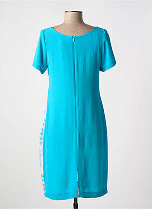 Robe mi-longue imprimé fantaisie manches courtes bleu QUATTRO femme