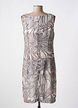 Robe mi-longue imprimé fantaisie sans manche gris QUATTRO femme