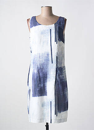 Robe mi-longue imprimé fantaisie sans manche bleu QUATTRO femme
