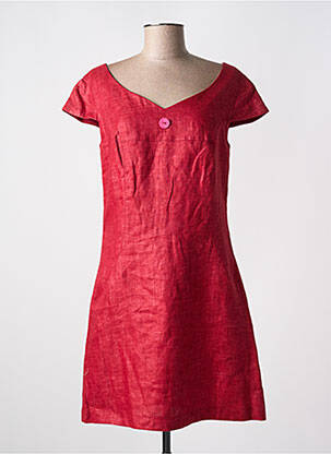 Robe courte fermeture zippée au dos manches courtes rouge QUATTRO femme
