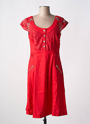 Robe mi-longue manches courtes manches courtes rouge QUATTRO femme