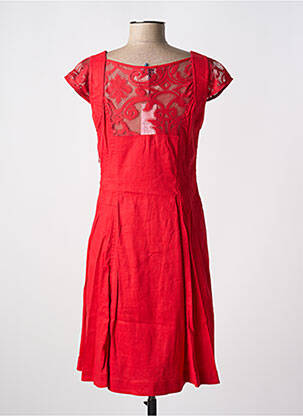 Robe mi-longue manches courtes manches courtes rouge QUATTRO femme
