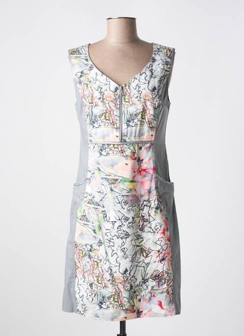 Robe courte fermeture zippée au dos sans manche gris QUATTRO femme
