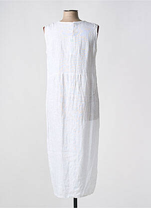 Robe longue tissage crêpe sans manche blanc QUATTRO femme