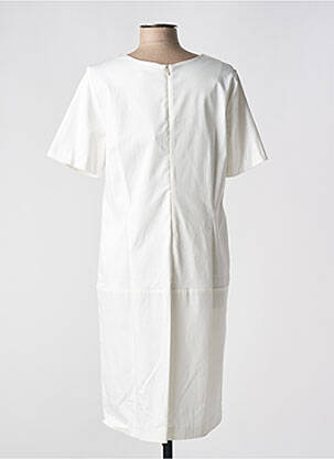 Robe mi-longue imprimé fleurs manches courtes beige QUATTRO femme