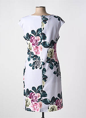 Robe mi-longue imprimé fleurs manches courtes gris QUATTRO femme