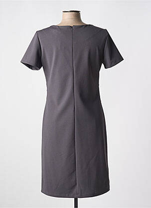 Robe mi-longue tissage crêpe manches courtes gris QUATTRO femme