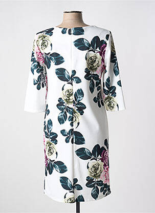 Robe mi-longue imprimé fleurs manches courtes blanc QUATTRO femme