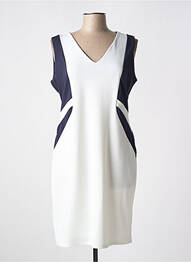 Robe mi-longue tissage crêpe sans manche bleu QUATTRO femme