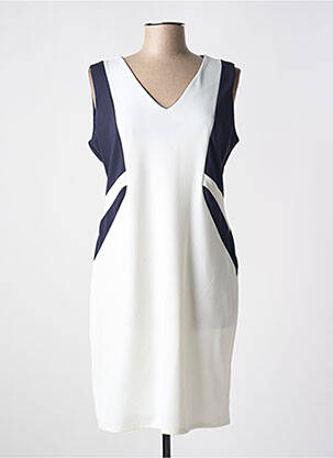 Robe mi-longue tissage crêpe sans manche bleu QUATTRO femme
