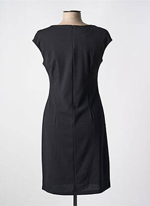 Robe mi-longue tissage crêpe manches courtes noir QUATTRO femme
