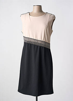 Robe mi-longue tissage crêpe manches courtes beige QUATTRO femme