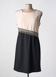Robe mi-longue tissage crêpe manches courtes beige QUATTRO femme