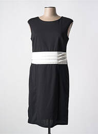Robe mi-longue tissage crêpe sans manche noir QUATTRO femme