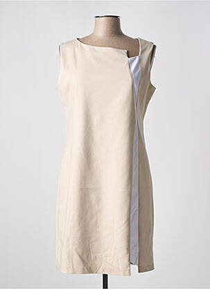 Robe courte fermeture zippée au dos sans manche beige QUATTRO femme
