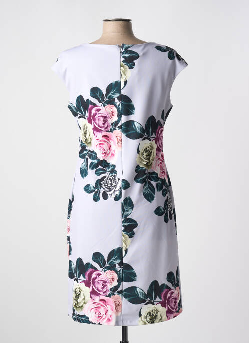 Robe mi-longue imprimé fleurs manches courtes gris QUATTRO femme