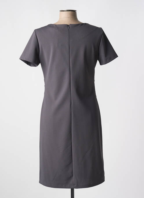 Robe mi-longue tissage crêpe manches courtes gris QUATTRO femme