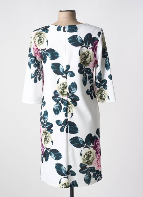 Robe mi-longue imprimé fleurs manches courtes blanc QUATTRO femme