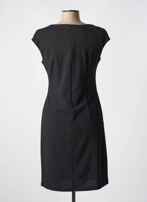 Robe mi-longue tissage crêpe manches courtes noir QUATTRO femme