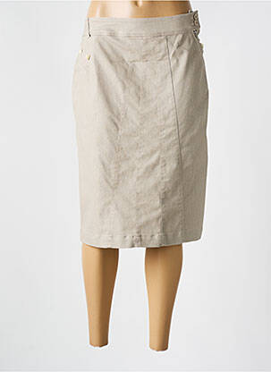 Jupe mi-longue coupe droite beige QUATTRO femme