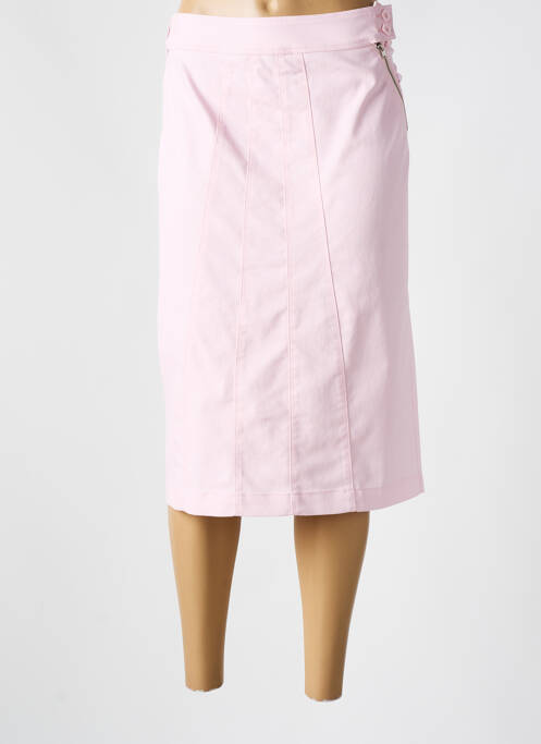 Jupe mi-longue coupe droite rose QUATTRO femme