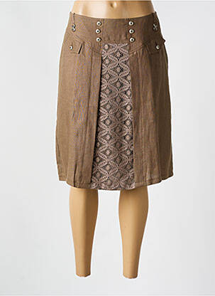Jupe mi-longue taille normale marron QUATTRO femme