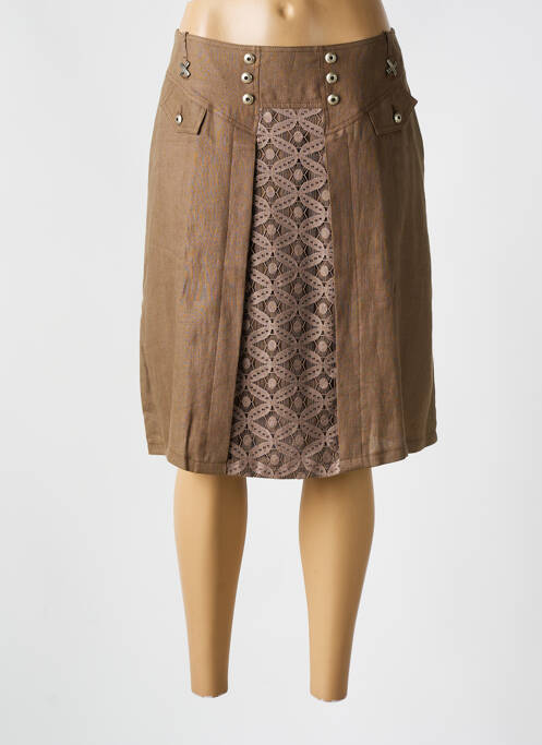 Jupe mi-longue marron QUATTRO pour femme