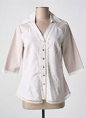 Chemisier coupe cintrée manches courtes beige QUATTRO femme