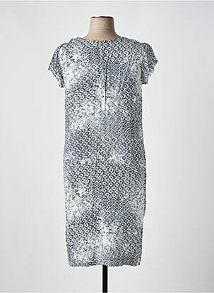 Robe mi-longue imprimé fantaisie manches courtes bleu QUATTRO femme