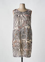 Robe mi-longue imprimé fantaisie sans manche beige QUATTRO femme