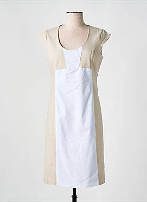 Robe mi-longue manches courtes manches courtes beige QUATTRO femme