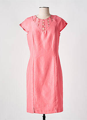 Robe mi-longue manches courtes manches courtes rose QUATTRO femme