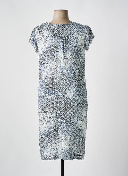 Robe mi-longue imprimé fantaisie manches courtes bleu QUATTRO femme