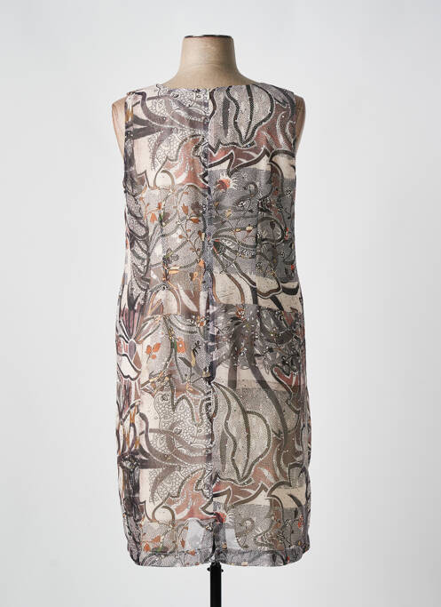 Robe mi-longue imprimé fantaisie sans manche beige QUATTRO femme